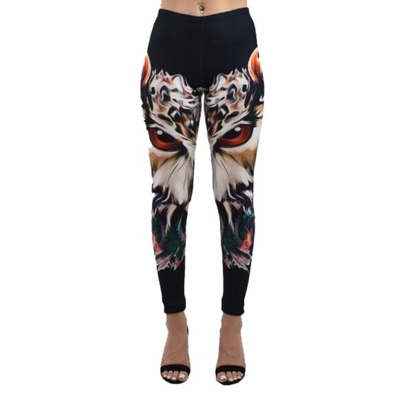 ❤️ DENIMAXX Black King Owl Leggings Size XS - Picture 1 of 7